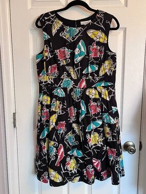 Emily and Fin Alfresco Feast Frankie Dress Beach Cafe Umbrella Print XL UK 16